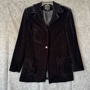 Vintage Catalyst Velvet Blazer Womens 12 Black Dark Academia Goth Minimalist USA